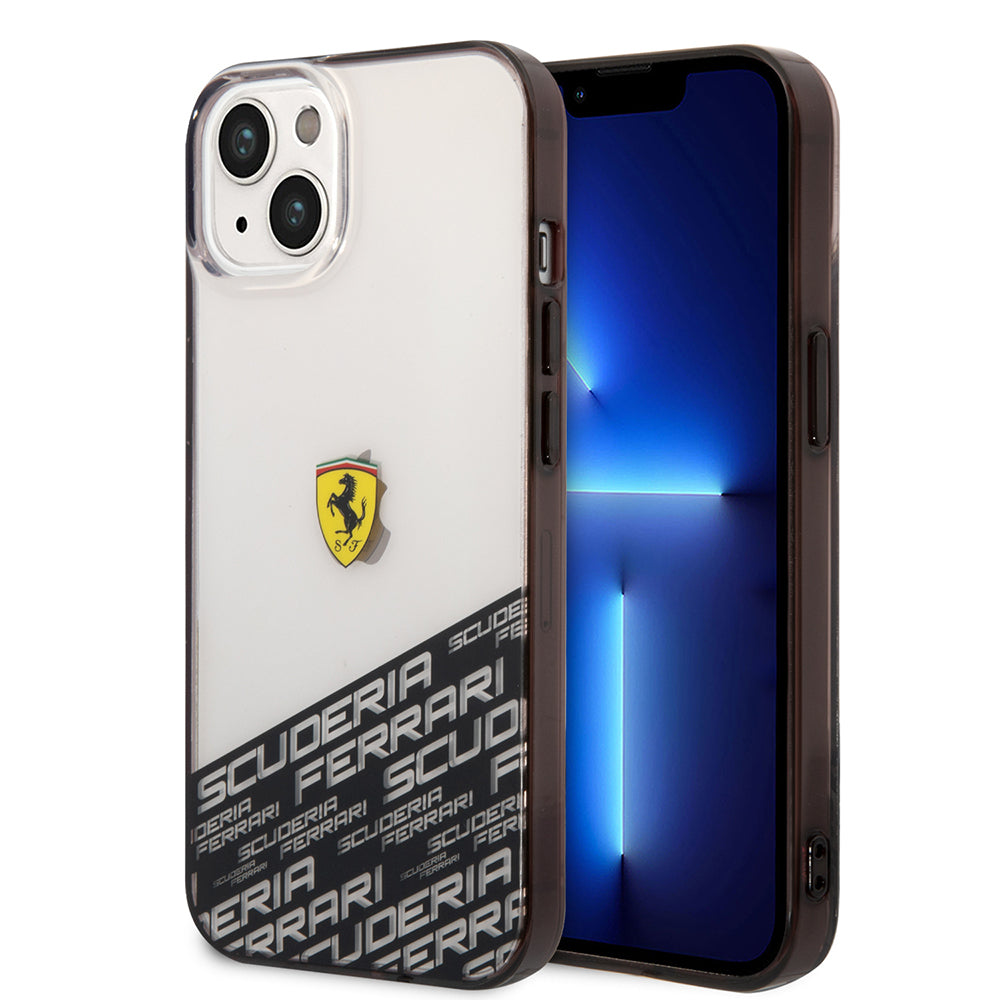 iPhone 14 Kılıf Ferrari Lisanlı Transparan Alt Kısım Baskılı Dizayn