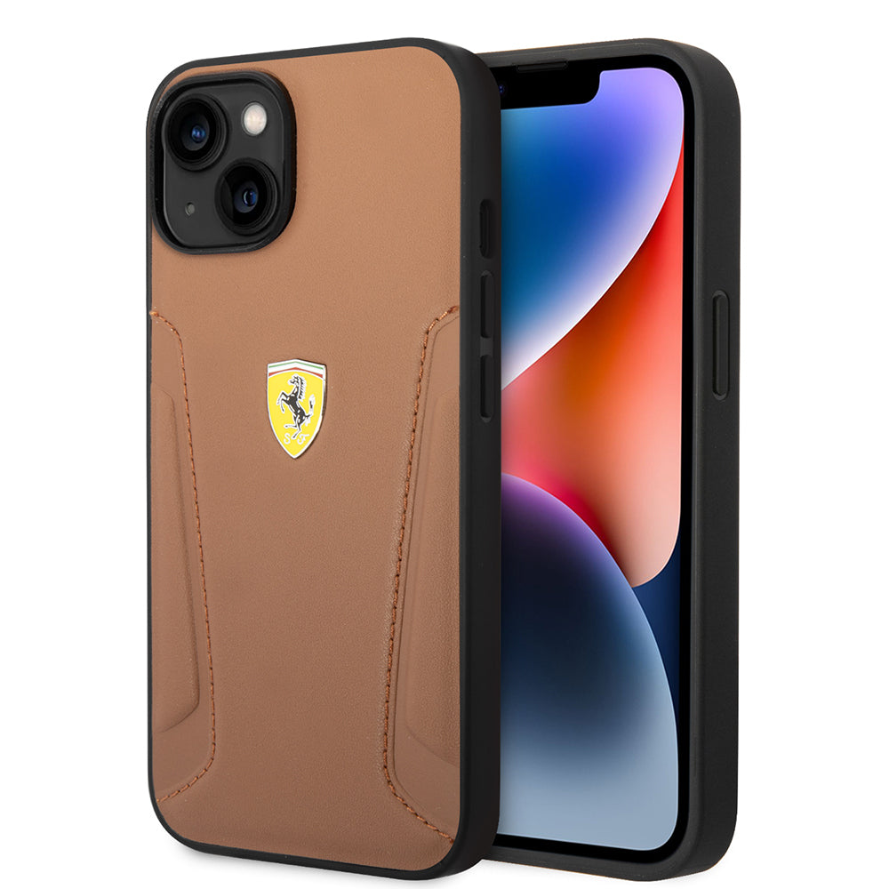 iPhone 14 Kılıf Ferrari Lisanslı Deri Kenarları Damgalı Dizayn