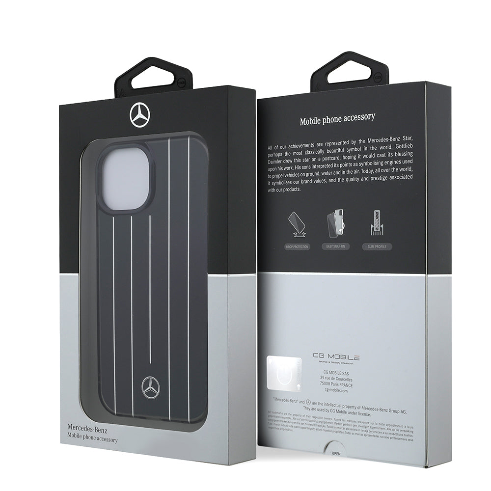 Apple iPhone 14 Kılıf Mercedes Benz Orjinal Lisanslı New Urban 3 Sert PC Paralel Çizgi Desenli Kapak