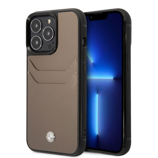 iPhone 14 Pro Uyumlu Kılıf Bmw Lisanslı Deri Kartlıklı Tasarım