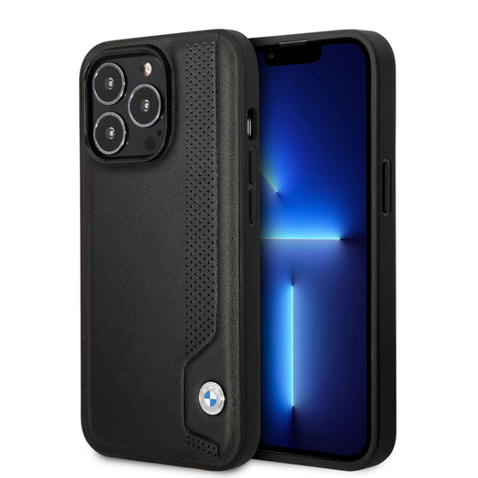 iPhone 14 Pro Uyumlu Kılıf Bmw Lisanslı Deri Noktalı Tasarım