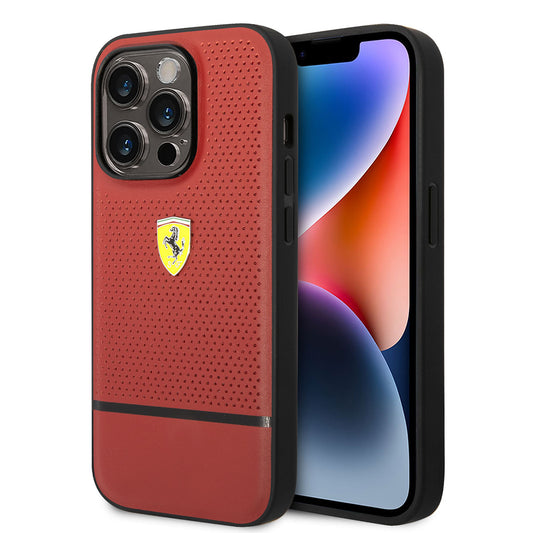 iPhone 14 Pro Uyumlu Kılıf Resmi Lisanslı Deri Delikli Ve Çizgili Tasarım