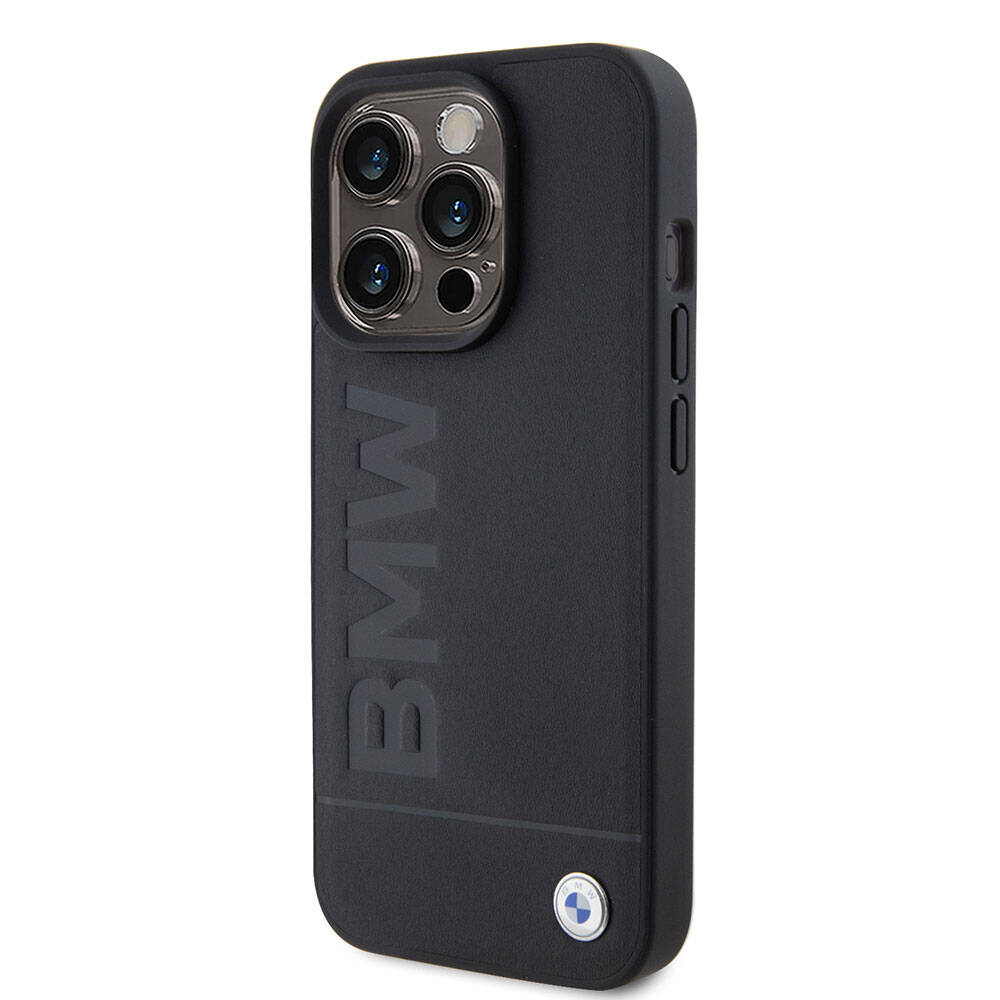 iPhone 15 Pro Uyumlu Kılıf Bmw Lisanslı Original Licensed Magsafe Kablosuz Şarj Özellikli Sıcak Damga Logolu Deri
