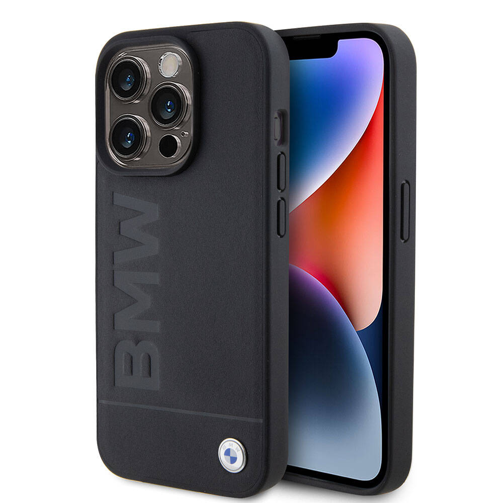 iPhone 15 Pro Uyumlu Kılıf Bmw Lisanslı Original Licensed Magsafe Kablosuz Şarj Özellikli Sıcak Damga Logolu Deri