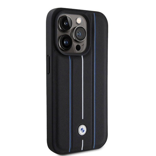 iPhone 15 Pro Max Kılıf BMW Deri Görünümlü Blue Lines Lisanslı