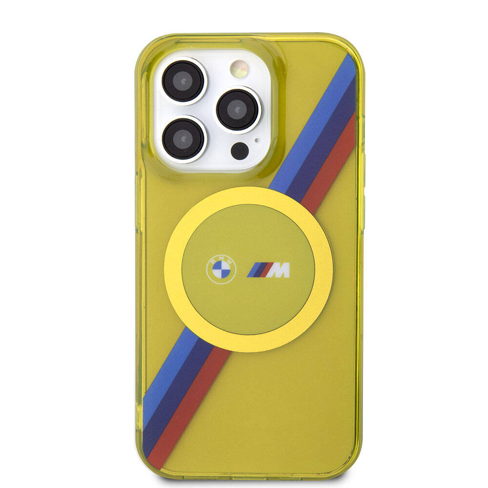 iPhone 15 Pro Max Uyumlu Kılıf Bmw Lisanslı Magsafe Kablosuz Şarj Özellikli Transparan Tricolor Stripes