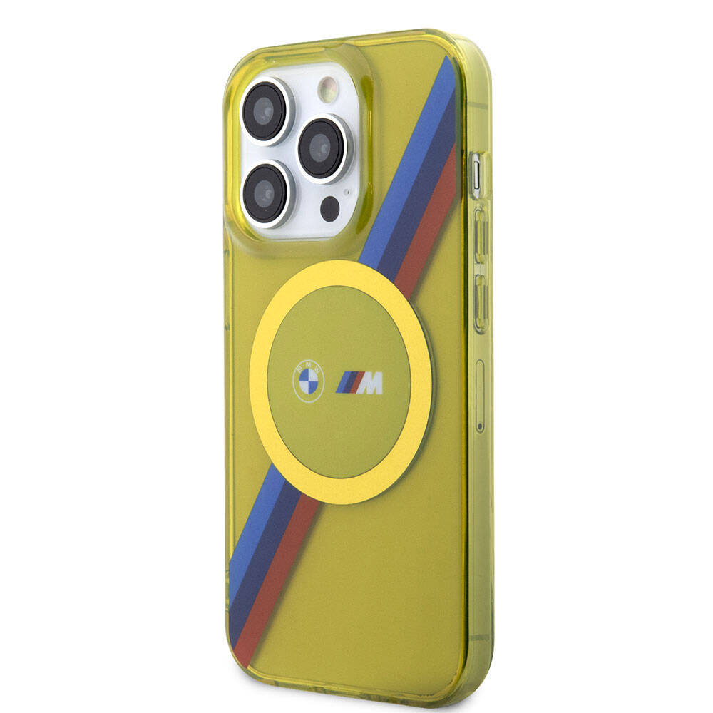 iPhone 15 Pro Max Uyumlu Kılıf Bmw Lisanslı Magsafe Kablosuz Şarj Özellikli Transparan Tricolor Stripes