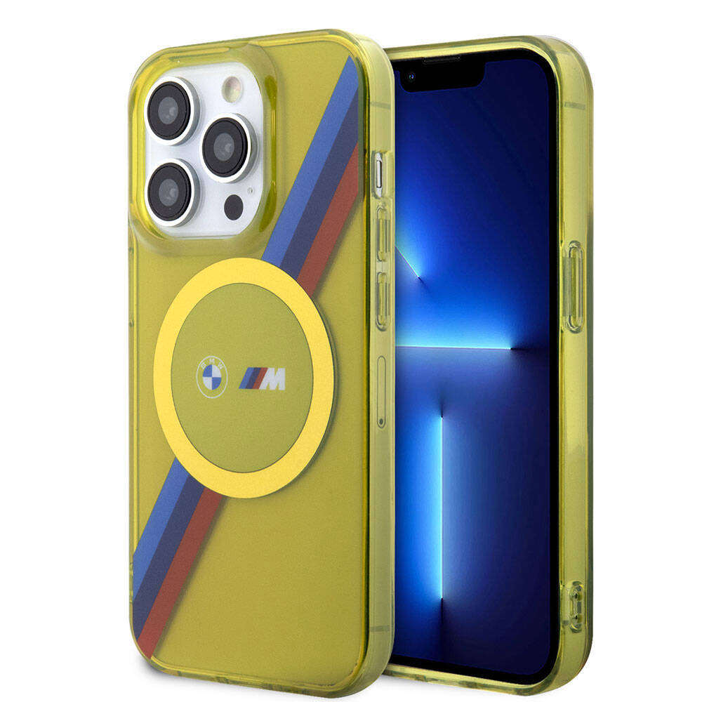 iPhone 15 Pro Max Uyumlu Kılıf Bmw Lisanslı Magsafe Kablosuz Şarj Özellikli Transparan Tricolor Stripes