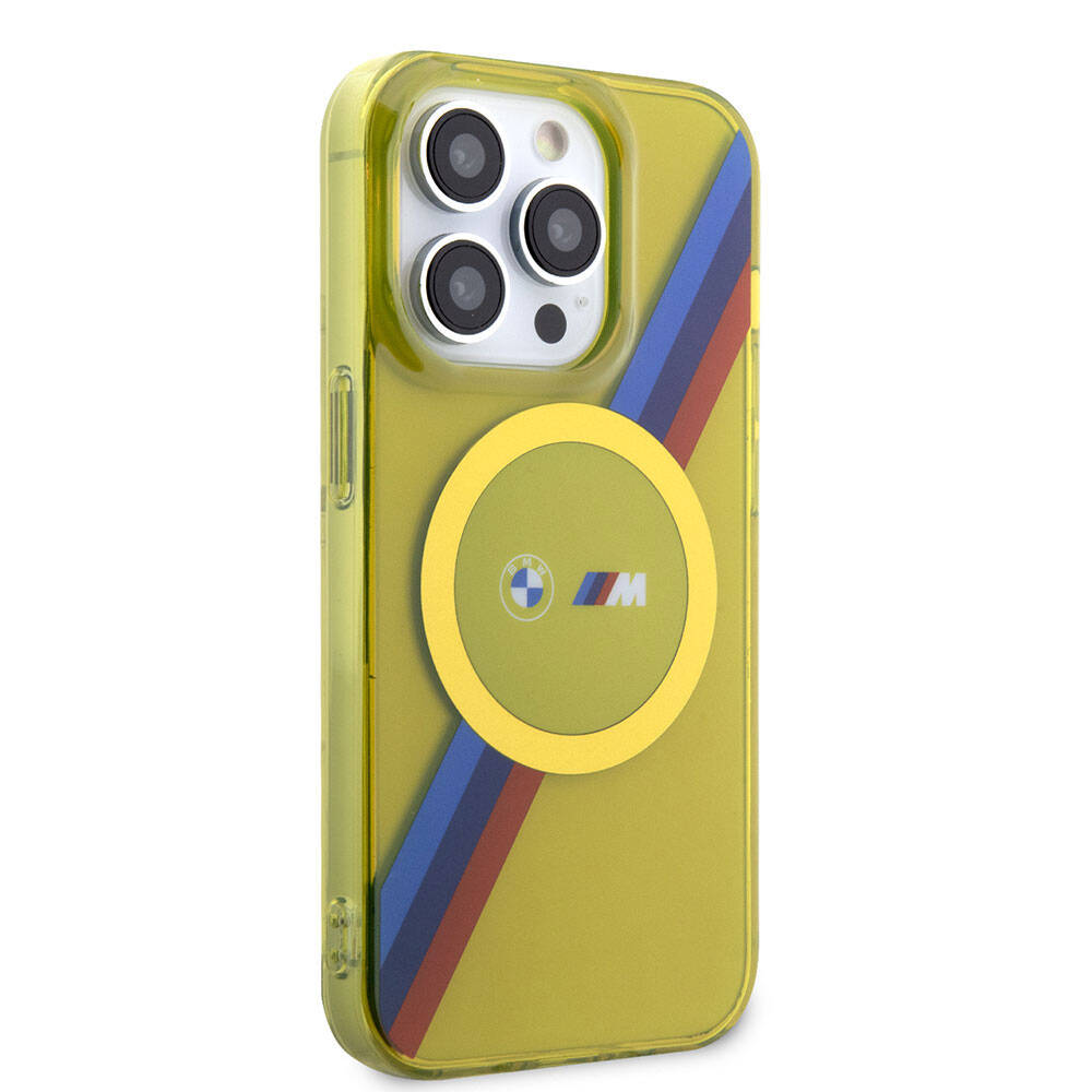 iPhone 15 Pro Max Uyumlu Kılıf Bmw Lisanslı Magsafe Kablosuz Şarj Özellikli Transparan Tricolor Stripes