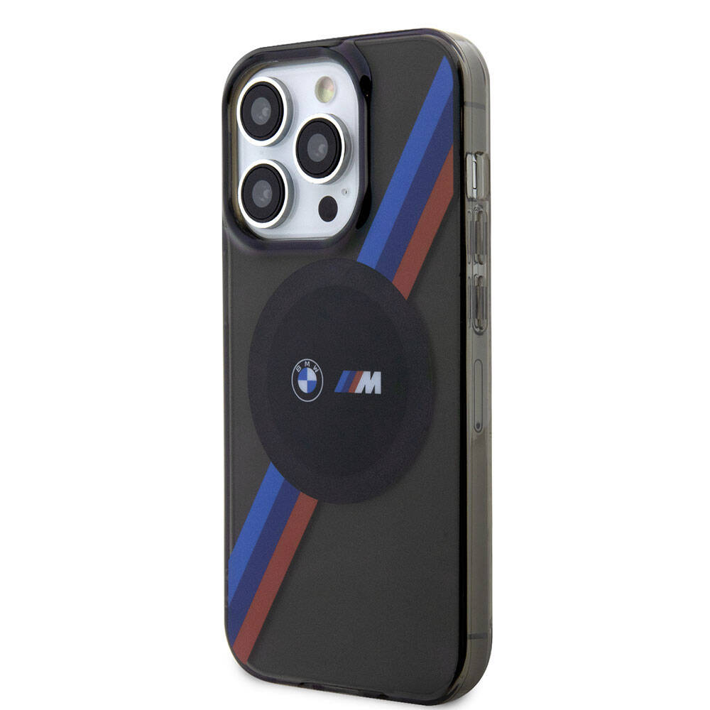 iPhone 15 Pro Max Uyumlu Kılıf Bmw Lisanslı Magsafe Kablosuz Şarj Özellikli Transparan Tricolor Stripes