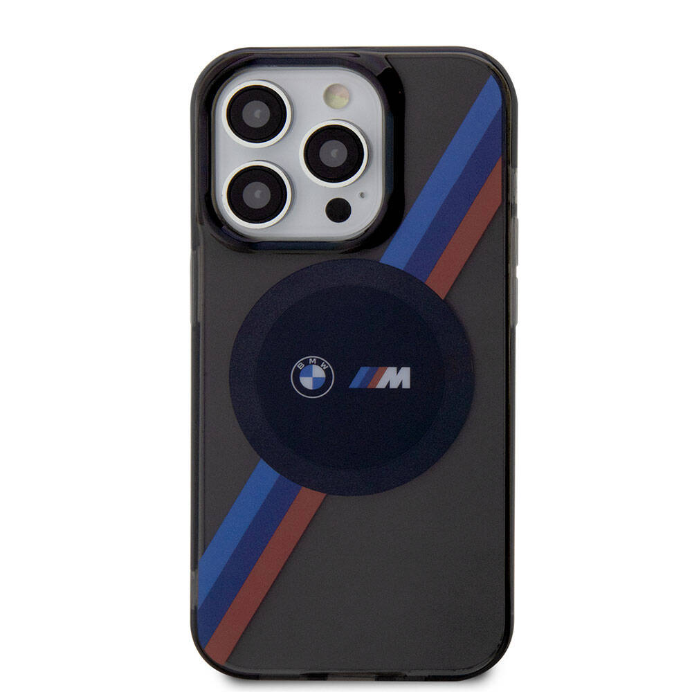 iPhone 15 Pro Max Uyumlu Kılıf Bmw Lisanslı Magsafe Kablosuz Şarj Özellikli Transparan Tricolor Stripes