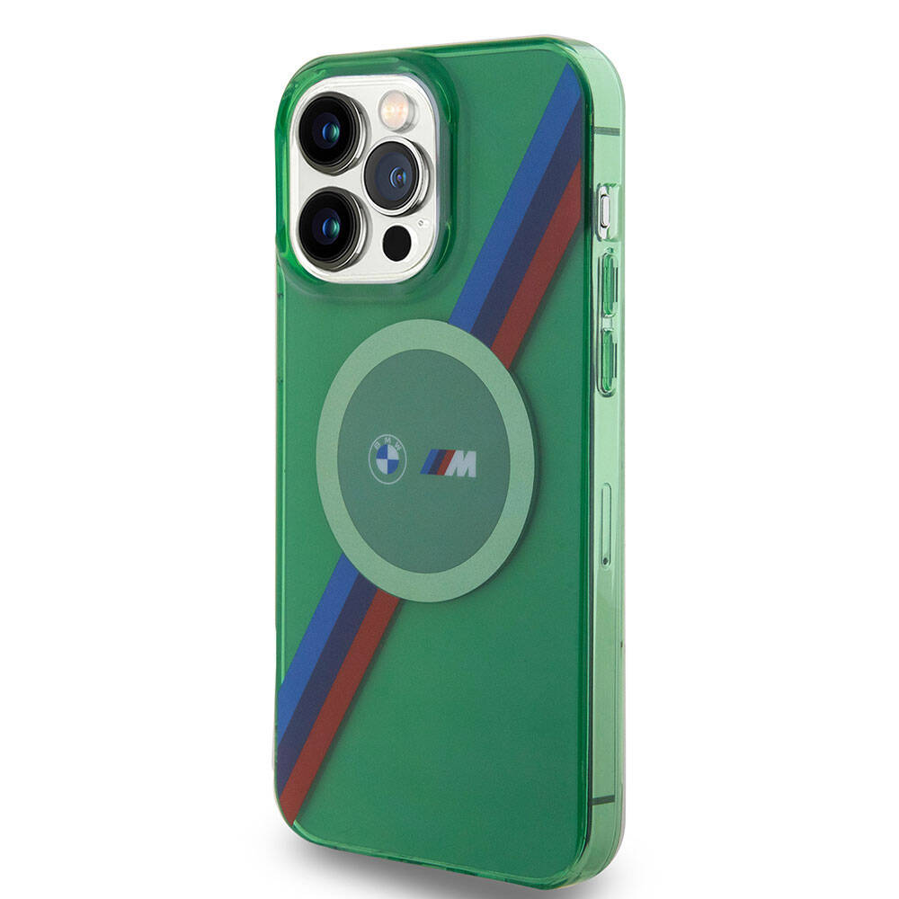 iPhone 15 Pro Max Uyumlu Kılıf Bmw Lisanslı Magsafe Kablosuz Şarj Özellikli Transparan Tricolor Stripes