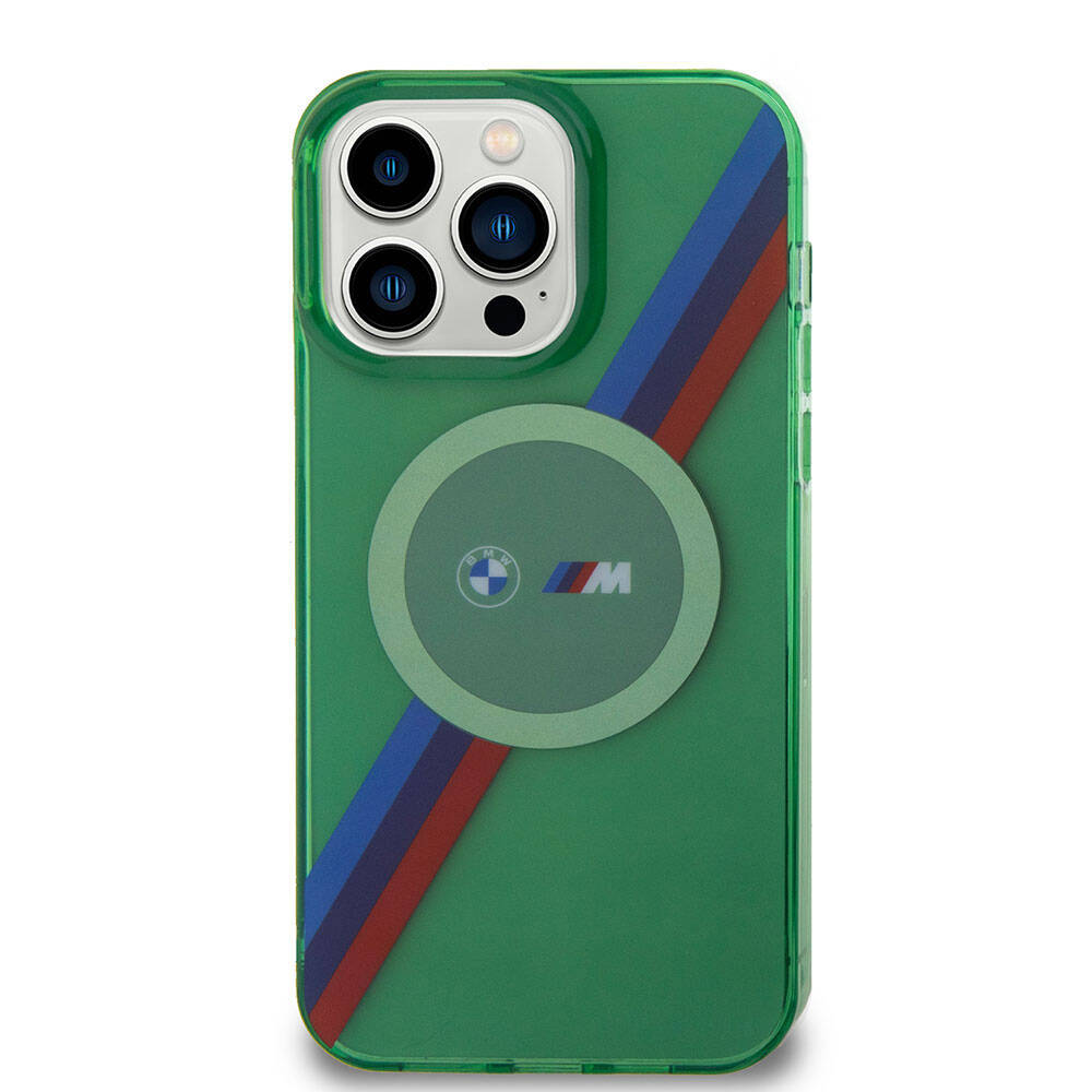 iPhone 15 Pro Max Uyumlu Kılıf Bmw Lisanslı Magsafe Kablosuz Şarj Özellikli Transparan Tricolor Stripes