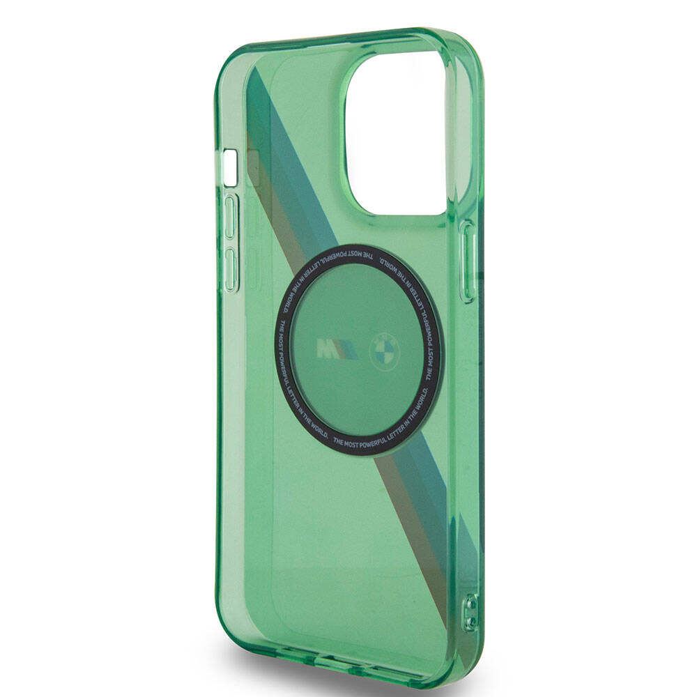 iPhone 15 Pro Max Uyumlu Kılıf Bmw Lisanslı Magsafe Kablosuz Şarj Özellikli Transparan Tricolor Stripes