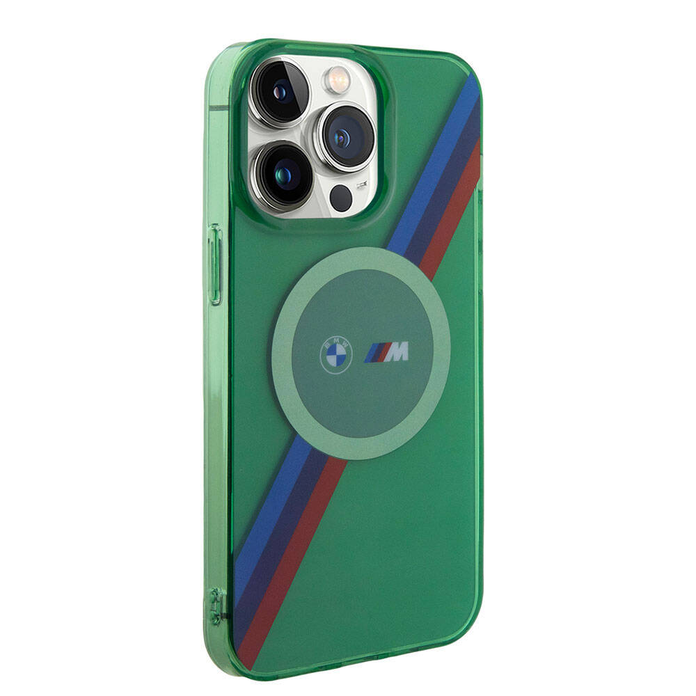 iPhone 15 Pro Max Uyumlu Kılıf Bmw Lisanslı Magsafe Kablosuz Şarj Özellikli Transparan Tricolor Stripes