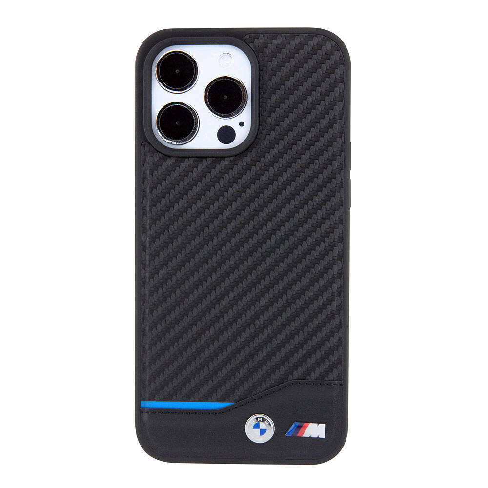 iPhone 15 Pro Max Uyumlu Kılıf Bmw Lisanslı Magsafe Kablosuz Şarj Özellikli M Logolu Pu Karbon