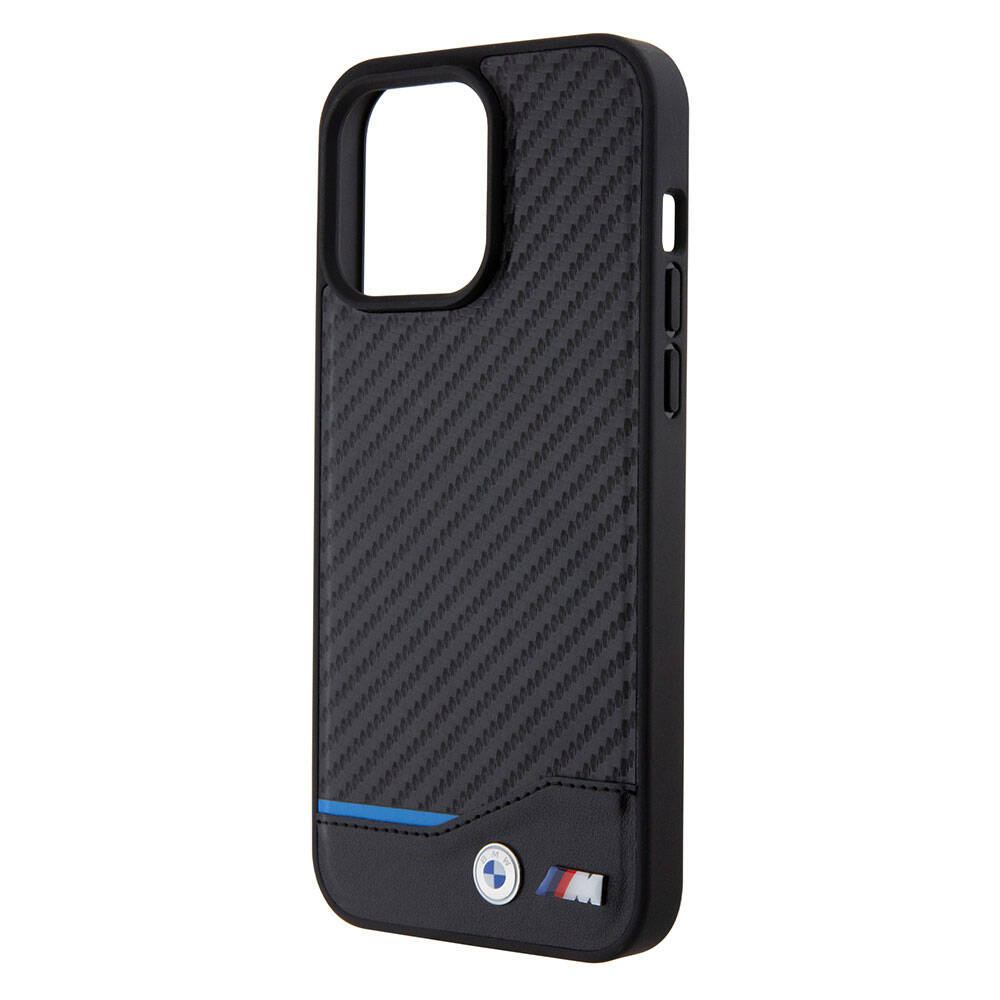 iPhone 15 Pro Max Uyumlu Kılıf Bmw Lisanslı Magsafe Kablosuz Şarj Özellikli M Logolu Pu Karbon
