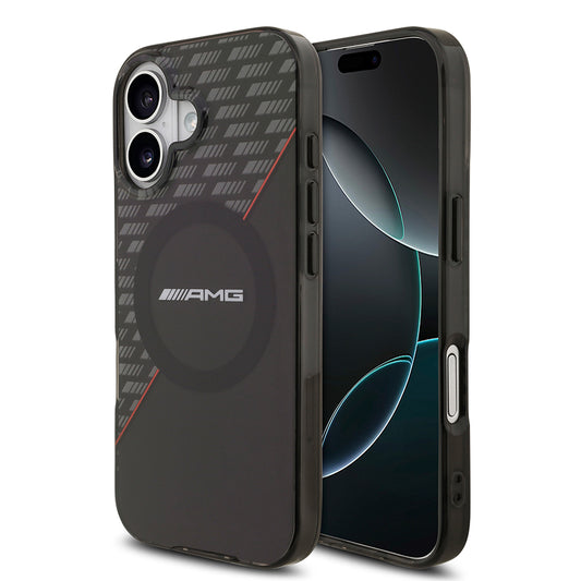 Apple iPhone 17 Kılıf AMG Orjinal Lisanslı M-safe Şarj Özellikli Çift Katmanlı Kırmızı Çapraz Çizgili Kapak