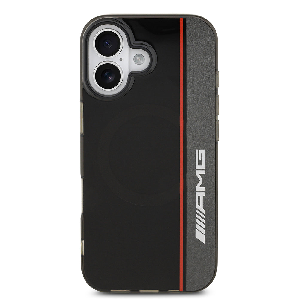 Apple iPhone 17 Kılıf AMG Orjinal Lisanslı M-safe Şarj Özellikli IML Baskı Logolu Çift Katmanlı Bow Lines Kapak