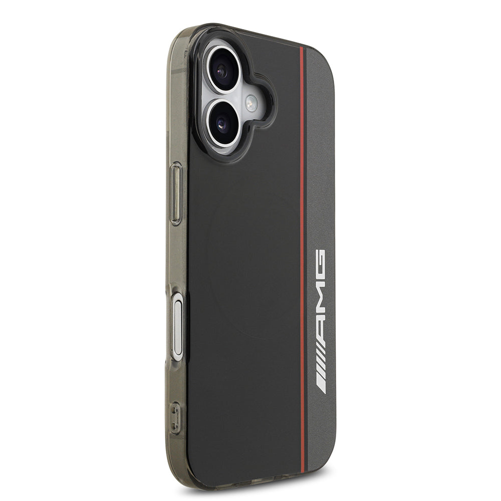 Apple iPhone 17 Kılıf AMG Orjinal Lisanslı M-safe Şarj Özellikli IML Baskı Logolu Çift Katmanlı Bow Lines Kapak