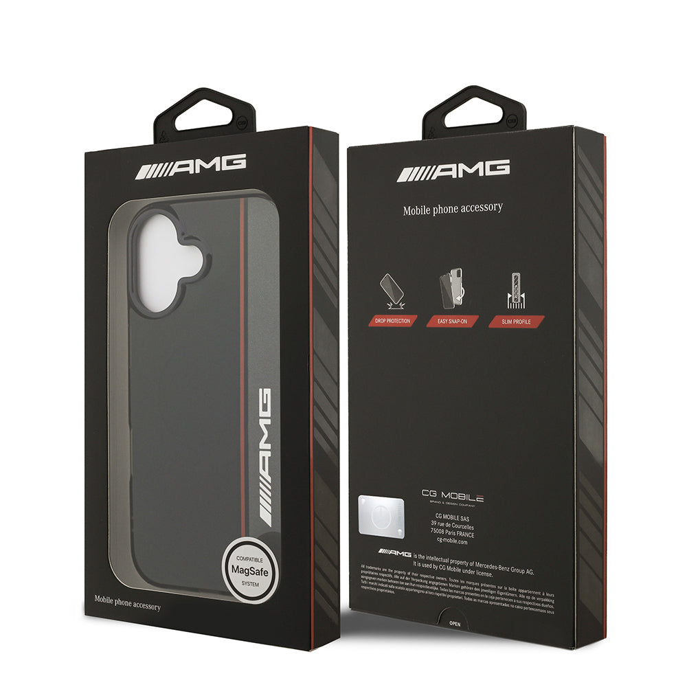 Apple iPhone 17 Kılıf AMG Orjinal Lisanslı M-safe Şarj Özellikli IML Baskı Logolu Çift Katmanlı Bow Lines Kapak