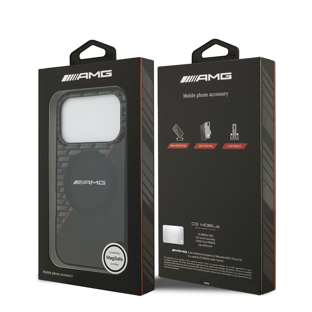 Apple iPhone 17 Pro Kılıf AMG Orjinal Lisanslı M-safe Şarj Özellikli Çift Katmanlı Kırmızı Çapraz Çizgili Kapak