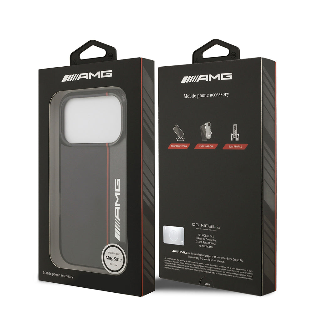 Apple iPhone 17 Pro Kılıf AMG Orjinal Lisanslı M-safe Şarj Özellikli IML Baskı Logolu Çift Katmanlı Bow Lines Kapak