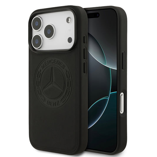 Apple iPhone 17 Pro Kılıf Mercedes Benz Orjinal Lisanslı M-safe Şarj Özellikli Hakiki Deri Nostaljik Yıldız Dizayn Kapak