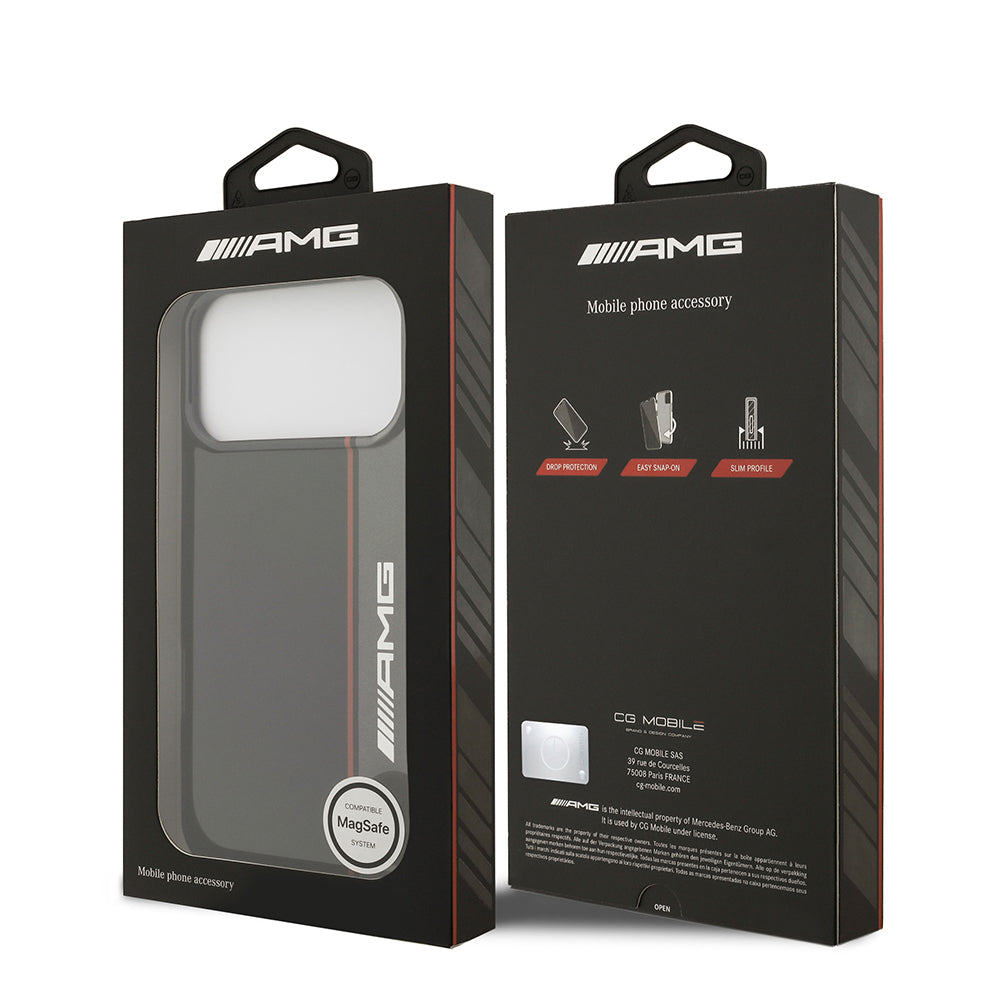 Apple iPhone 17 Pro Max Kılıf AMG Orjinal Lisanslı M-safe Şarj Özellikli IML Baskı Logolu Çift Katmanlı Bow Lines Kapak