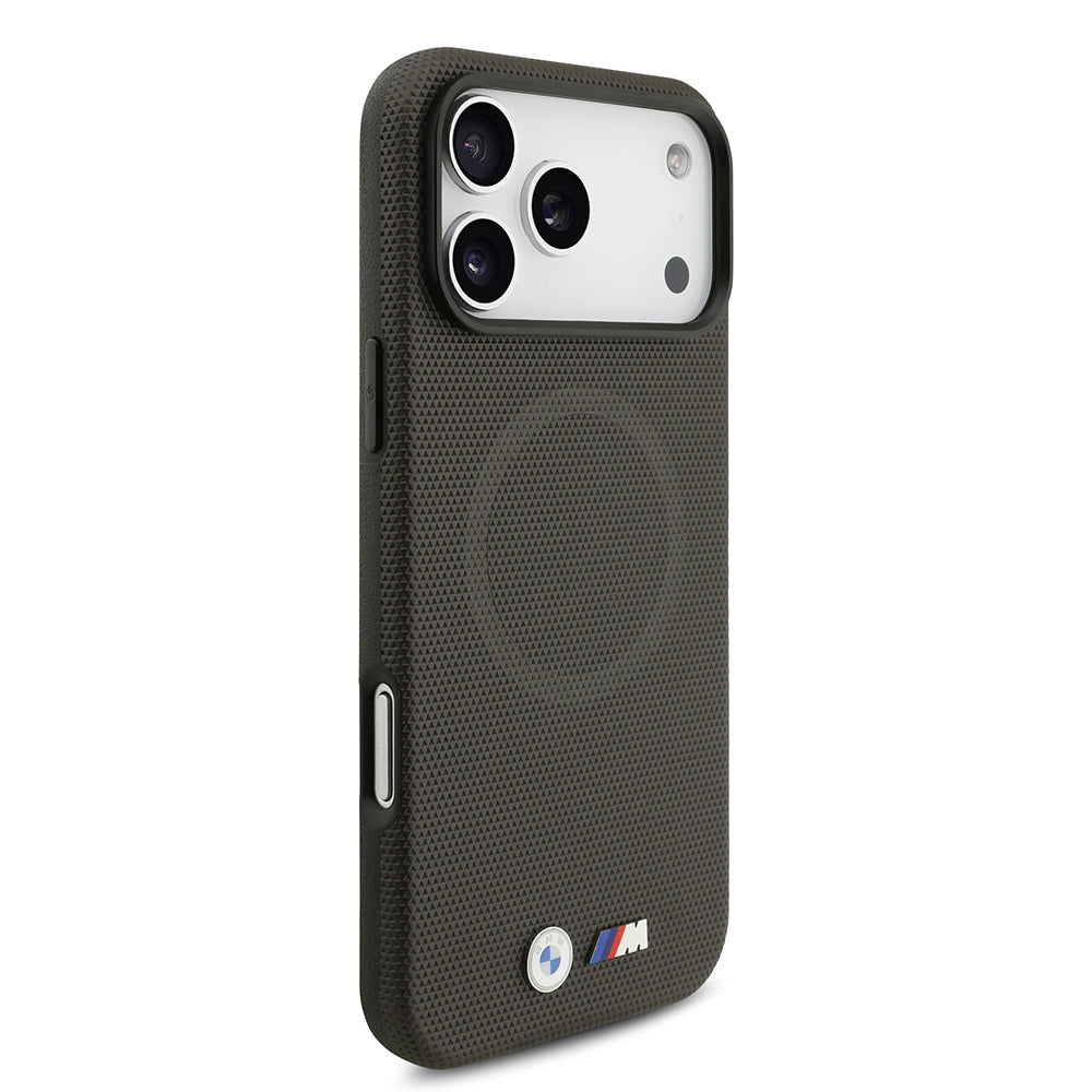 Apple iPhone 17 Pro Max Kılıf BMW Orjinal Lisanslı M-safe Şarj Özellikli Metal Logolu Delikli M Dizayn Deri Kapak
