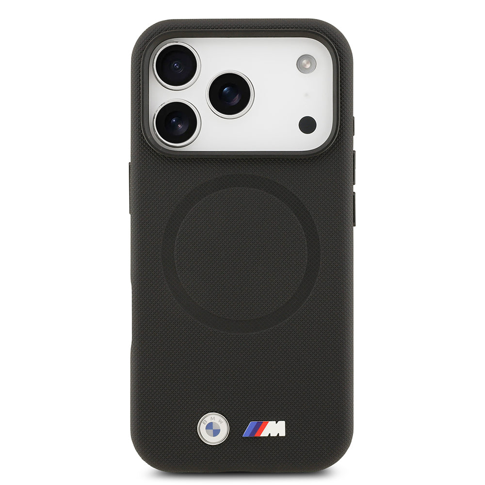 Apple iPhone 17 Pro Max Kılıf BMW Orjinal Lisanslı M-safe Şarj Özellikli Metal Logolu Delikli M Dizayn Deri Kapak