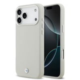 Apple iPhone 17 Pro Max Kılıf BMW Orjinal Lisanslı M-safe Şarj Özellikli Metal Logolu Tam Kaplama Deri Kapak